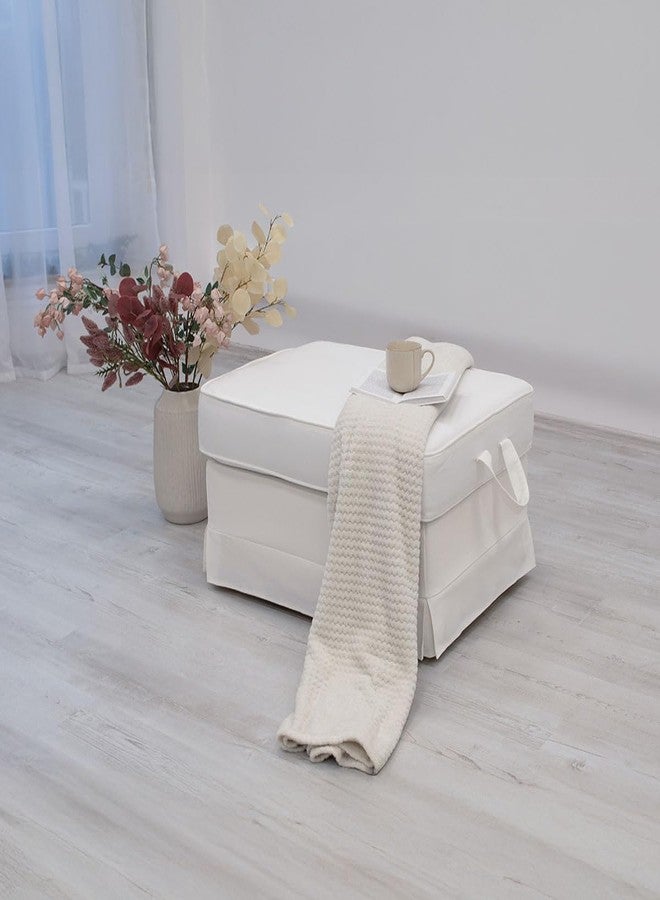 MASTERS OF COVERS Ektorp Footstool Cover for The IKEA Ektorp Ottoman Slipcover Replacement (Cool White) - Image 2